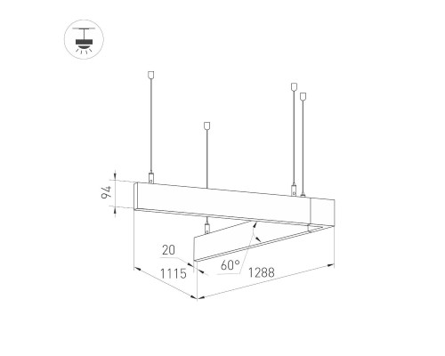 Подвесной светодиодный светильник Arlight ALT-LINEAIR-ANGLE-60-FLAT-UPDOWN-DIM-1290x1115-85W Warm3000 040637 Подвесной светодиодный светильник Arlight ALT-LINEAIR-ANGLE-60-FLAT-UPDOWN-DIM-1290x1115-85W Warm3000 040637