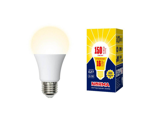 Лампа светодиодная E27 16W 3000K матовая LED-A60-16W/WW/E27/FR/NR UL-00004027