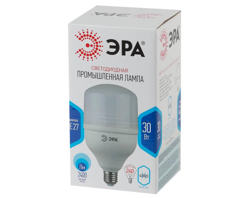 Лампа светодиодная ЭРА E27 30W 4000K матовая LED POWER T100-30W-4000-E27 Б0027003 Лампа светодиодная ЭРА E27 30W 4000K матовая LED POWER T100-30W-4000-E27 Б0027003