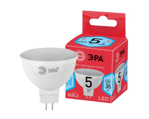 Лампа светодиодная ЭРА GU5.3 5W 4000K матовая ECO LED MR16-5W-840-GU5.3 Б0019061