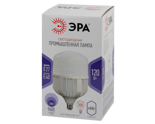 Лампа светодиодная сверхмощная ЭРА E27/E40 120W 6500K матовая LED POWER T160-120W-6500-E27/E40 Б0051794 Лампа светодиодная сверхмощная ЭРА E27/E40 120W 6500K матовая LED POWER T160-120W-6500-E27/E40 Б0051794
