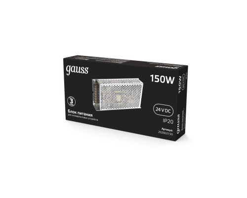 Блок питания Gauss 150W 24V IP20 202002150