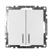 Выключатель двухклавишный Stekker Катрин с подсветкой белый GLS10-7102-01 39301