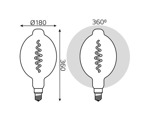 Лампа светодиодная филаментная Gauss E27 8,5W 1800K серая 152802005 Лампа светодиодная филаментная Gauss E27 8,5W 1800K серая 152802005