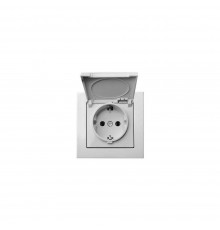 Розетка 2P+E Liregus Epsilon с крышкой белый 28-0162