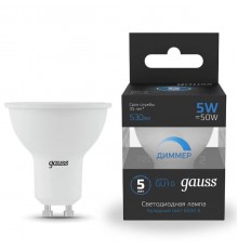 Лампа cветодиодная диммируемая Gauss GU10 5W 6500K прозрачная 101506305-D