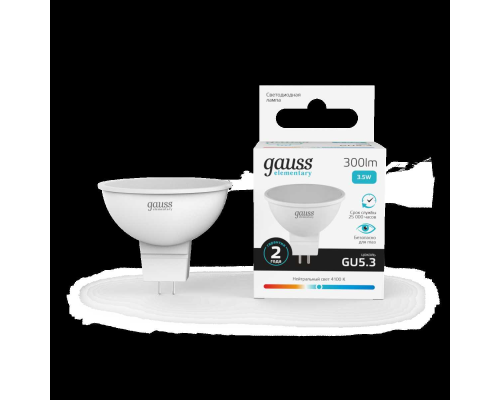 Лампа светодиодная Gauss GU5.3 3.5W 4100K матовая 13524