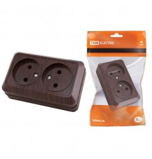 Розетка двойная 2P TDM Electric Ладога бук SQ1801-0035
