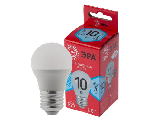 Лампа светодиодная ЭРА E27 10W 4000K матовая LED P45-10W-840-E27 R Б0050234 Лампа светодиодная ЭРА E27 10W 4000K матовая LED P45-10W-840-E27 R Б0050234