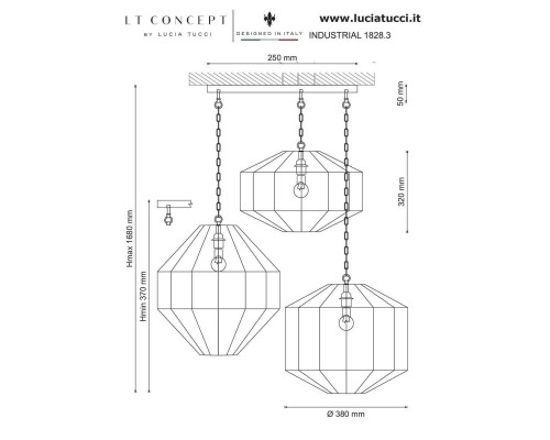Подвесная люстра Lucia Tucci Industrial 1828.3 Подвесная люстра Lucia Tucci Industrial 1828.3