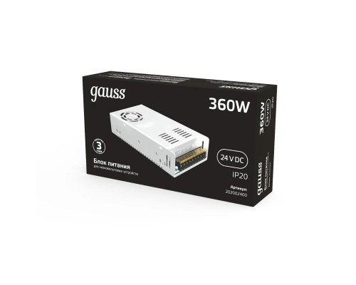 Блок питания Gauss 360W 24V IP20 202002400