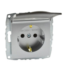 Розетка 2К+З Mono Electric Despina/ Larissa 16A 250V с крышкой винтовое подключение серебро 500-002121-118