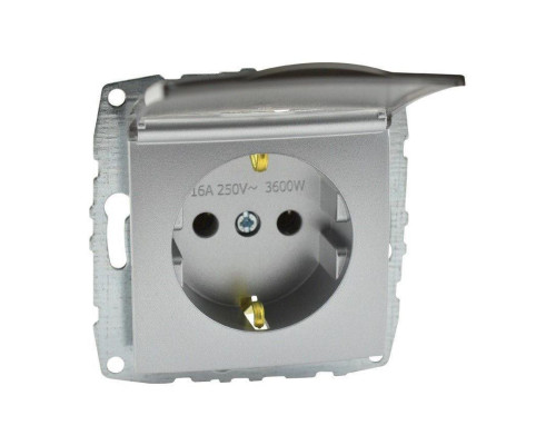 Розетка 2К+З Mono Electric Despina/ Larissa 16A 250V с крышкой винтовое подключение серебро 500-002121-118 Розетка 2К+З Mono Electric Despina/ Larissa 16A 250V с крышкой винтовое подключение серебро 500-002121-118