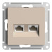 Розетка компьютерная 2xRJ45 Systeme Electric AtlasDesign кат. 5Е песочный ATN001285