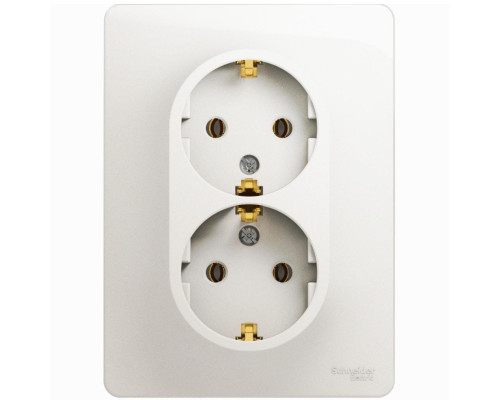 Розетка двойная 2К+З Systeme Electric Glossa 16A 250V перламутр GSL000624 Розетка двойная 2К+З Systeme Electric Glossa 16A 250V перламутр GSL000624