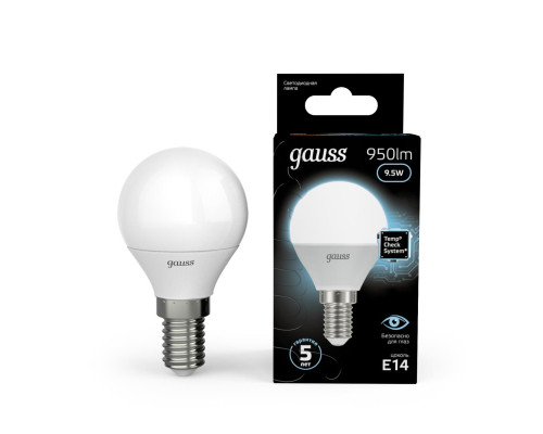Лампа светодиодная Gauss E14 9.5W 4100K матовая 105101210