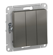 Выключатель трехклавишный Systeme Electric AtlasDesign 10A 250V сталь ATN000931