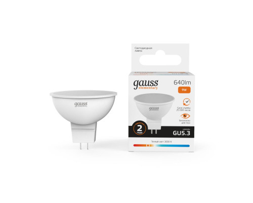 Лампа светодиодная Gauss GU5.3 9W 3000K матовая 13519 Лампа светодиодная Gauss GU5.3 9W 3000K матовая 13519