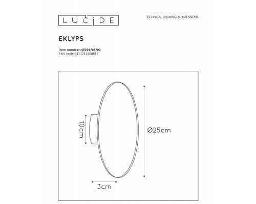 Настенный светодиодный светильник Lucide Eklyps Led 46201/08/02