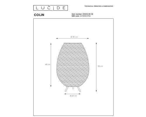 Настольная лампа Lucide Colin 03543/50/30