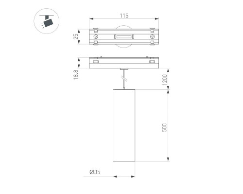 Трековый светодиодный светильник Arlight Mag-Vibe-Spot-Hang-R35-10W Day4000-Mix 044817 Трековый светодиодный светильник Arlight Mag-Vibe-Spot-Hang-R35-10W Day4000-Mix 044817