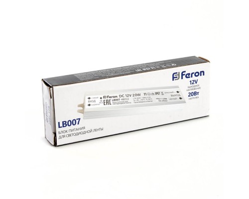 Блок питания для светодиодной ленты Feron LB007 12V 20W IP67 1,6A 48052