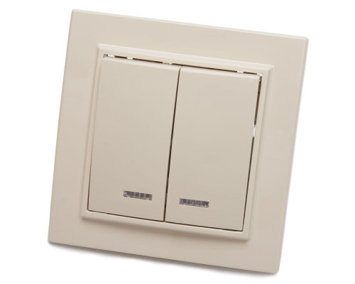 Выключатель двуклавишный Stekker Эрна с подсветкой слоновая кость PSW10-9002-02 39229 Выключатель двуклавишный Stekker Эрна с подсветкой слоновая кость PSW10-9002-02 39229