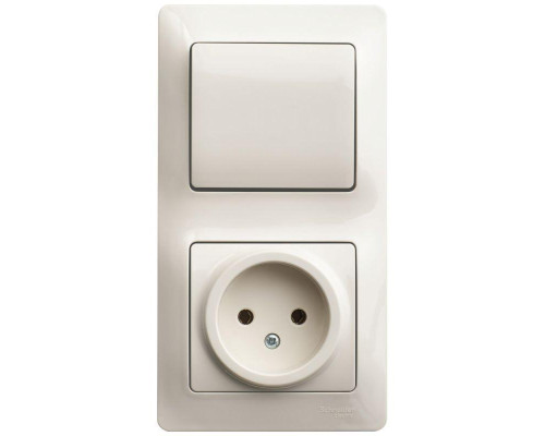 Блок розетка 2К -выключатель Systeme Electric Glossa бежевый GSL000260 Блок розетка 2К -выключатель Systeme Electric Glossa бежевый GSL000260