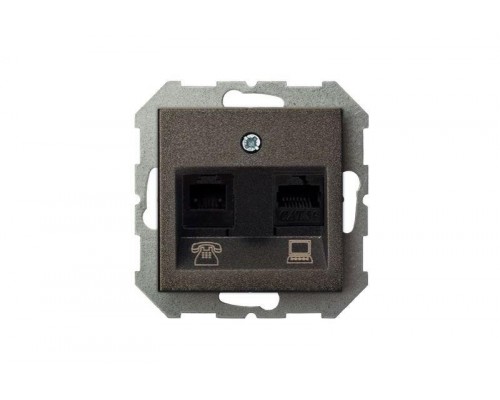 Розетка RJ45/RJ11 Liregus Epsilon антрацит 28-115 Розетка RJ45/RJ11 Liregus Epsilon антрацит 28-115