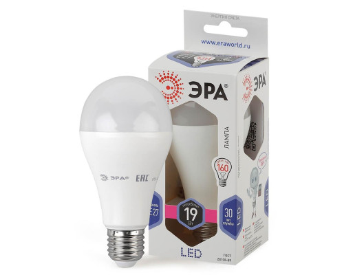 Лампа светодиодная ЭРА E27 19W 6000K матовая LED A65-19W-860-E27 Б0031704 Лампа светодиодная ЭРА E27 19W 6000K матовая LED A65-19W-860-E27 Б0031704