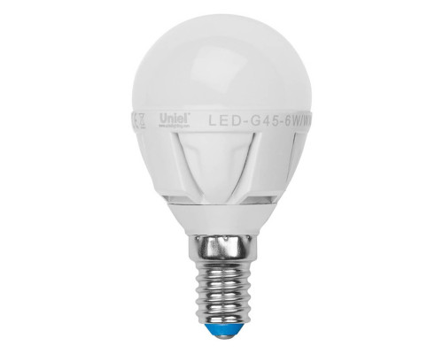 Лампа светодиодная Uniel E14 7W 3000K матовая LED-G45-7W/WW/E14/FR PLP01WH UL-00000773 Лампа светодиодная Uniel E14 7W 3000K матовая LED-G45-7W/WW/E14/FR PLP01WH UL-00000773