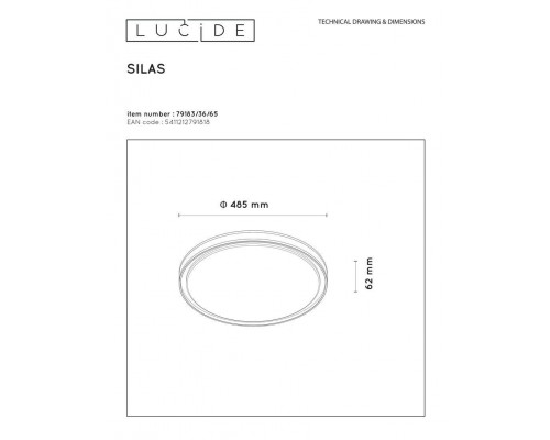 Потолочный светодиодный светильник Lucide Silas 79183/36/65