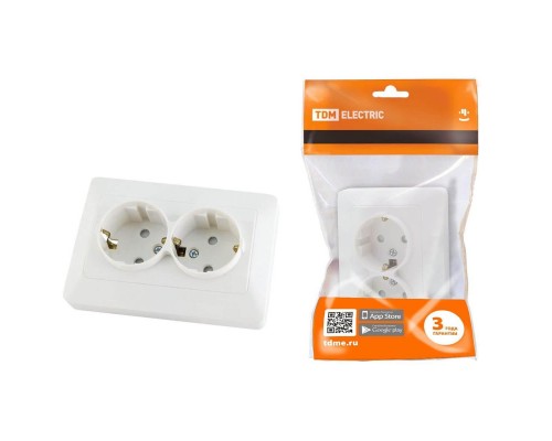 Розетка двойная 2P+PE TDM Electric Ильмень со шторками белая SQ1823-0016 Розетка двойная 2P+PE TDM Electric Ильмень со шторками белая SQ1823-0016