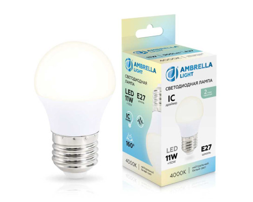 Лампа светодиодная Шар G45 11W 4000K Ambrella light Bulding 451104 Лампа светодиодная Шар G45 11W 4000K Ambrella light Bulding 451104