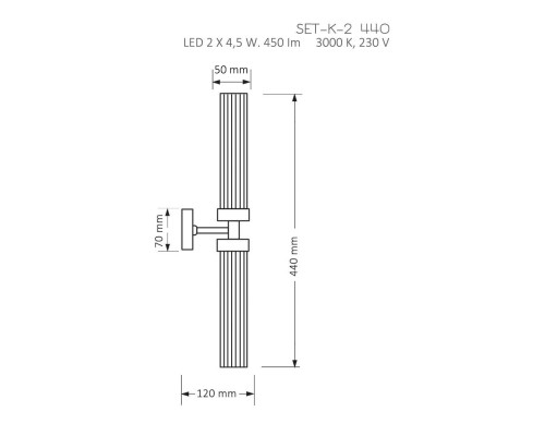 Настенный светильник KUTEK MOOD Seti SET-K-2(Z)II 440 Настенный светильник KUTEK MOOD Seti SET-K-2(Z)II 440