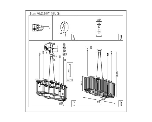 Подвесная люстра ST Luce Velletri SL1627.103.06