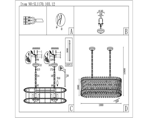 Подвесная люстра ST Luce Fabio SL1170.103.12