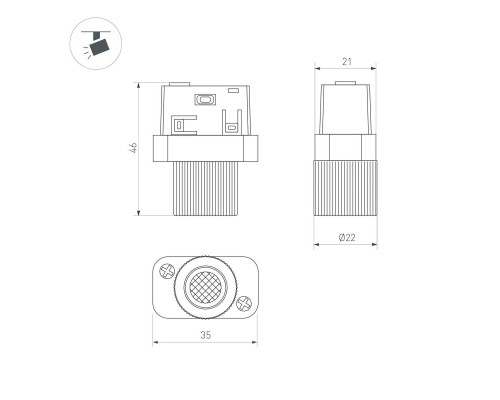 Трековый светодиодный светильник Arlight Mag-Orient-Baby-R22-2W Warm3000 043296