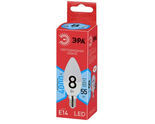 Лампа светодиодная ЭРА E14 8W 4000K матовая ECO LED B35-8W-840-E14 Б0030019