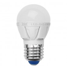 Лампа светодиодная Uniel E27 6W 4500K матовая LED-G45-6W/NW/E27/FR ALP01WH 07904