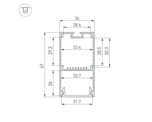Профиль Arlight Line-S-3667-2000 Anod 041581 Профиль Arlight Line-S-3667-2000 Anod 041581