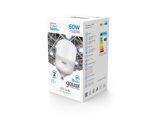 Лампа светодиодная Gauss E27 60W 6500K матовая 63236 Лампа светодиодная Gauss E27 60W 6500K матовая 63236