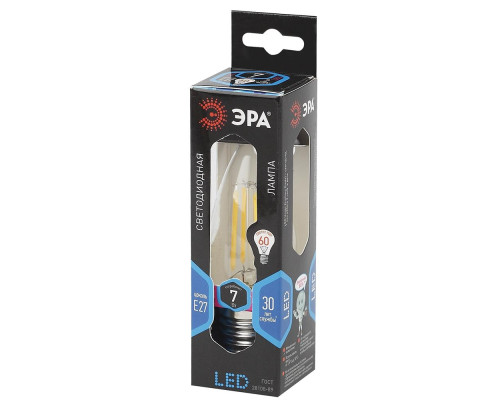 Лампа светодиодная филаментная ЭРА E27 7W 4000K прозрачная F-LED B35-7W-840-E27 Б0027951 Лампа светодиодная филаментная ЭРА E27 7W 4000K прозрачная F-LED B35-7W-840-E27 Б0027951