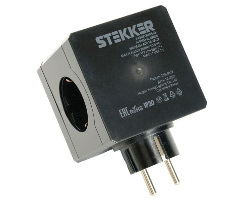 Разветвитель сетевой Stekker 3гн с/з 2хUSB A+Type C ADP16-33-21 49658 Разветвитель сетевой Stekker 3гн с/з 2хUSB A+Type C ADP16-33-21 49658