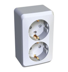 Розетка двойная 2К+З Systeme Electric Этюд 16A 250V со шторками белая PA16-008B