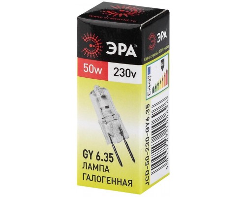 Лампа галогенная ЭРА GY6.35 50W 2700K прозрачная GY6.35-JCD-50W-230V C0027374