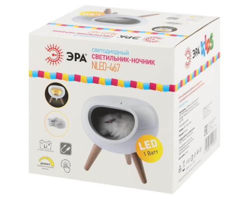 Светильник-ночник ЭРА Котик белый NLED-467-1W-W Б0052814