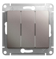 Выключатель трехклавишный Systeme Electric Glossa 10A 250V платина GSL001231