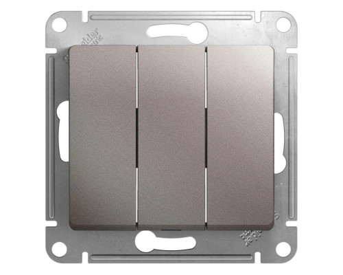 Выключатель трехклавишный Systeme Electric Glossa 10A 250V платина GSL001231 Выключатель трехклавишный Systeme Electric Glossa 10A 250V платина GSL001231