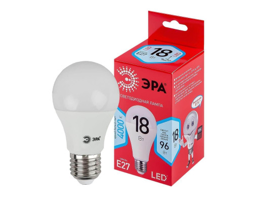 Лампа светодиодная ЭРА E27 18W 4000K матовая LED A65-18W-840-E27 R Б0052381